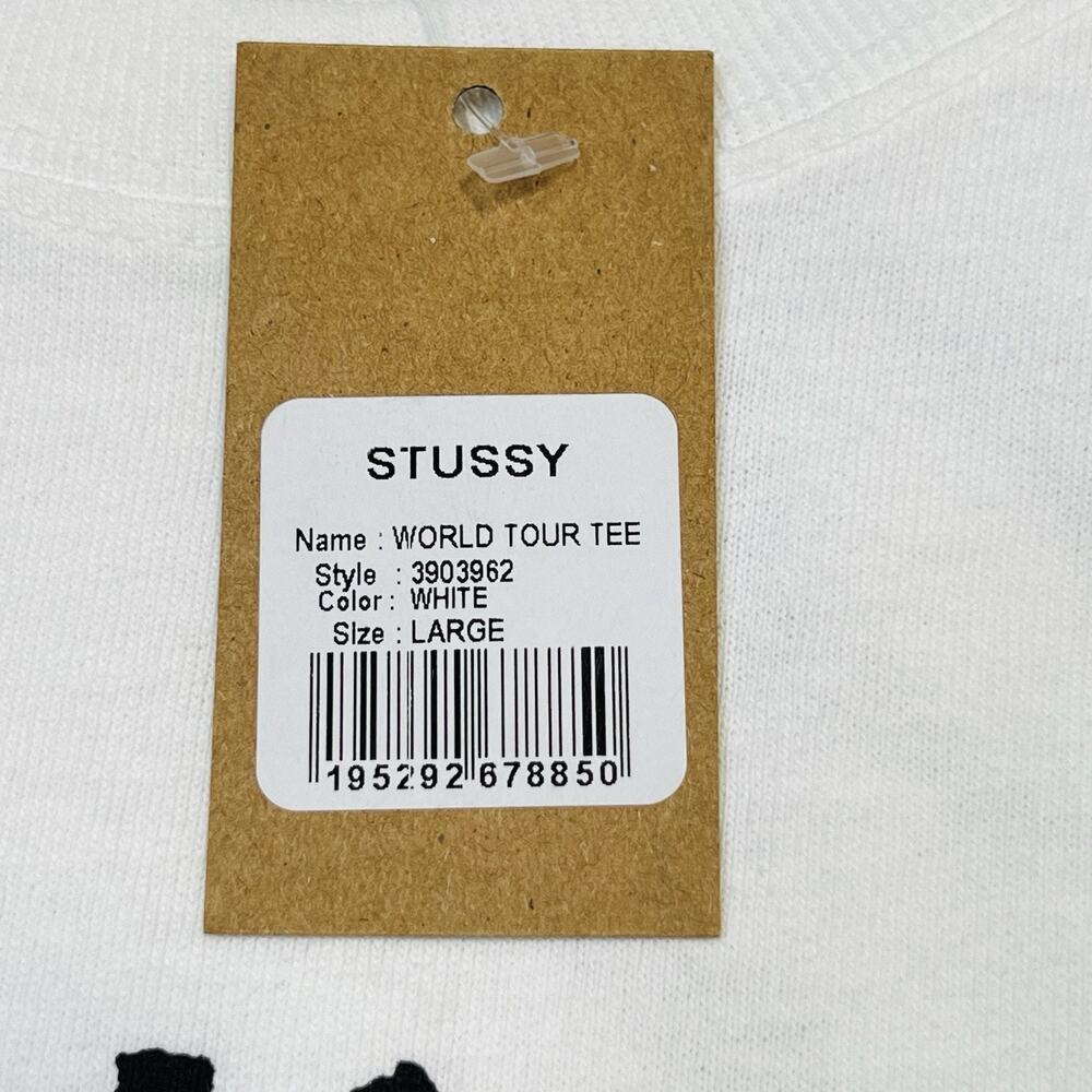 New Stussy World Tour Tee White Mens Size Large Double Sided Logo 2025 - Picture 8 of 9